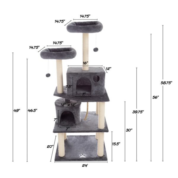 Pet Pal 5-Tier Cat Tower and Kitty Condo, Gray