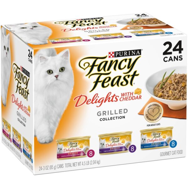 Purina Fancy Feast Delights with Cheddar Grilled Collection Gourmet Wet Cat Food - 3oz/24ct Variety Pack