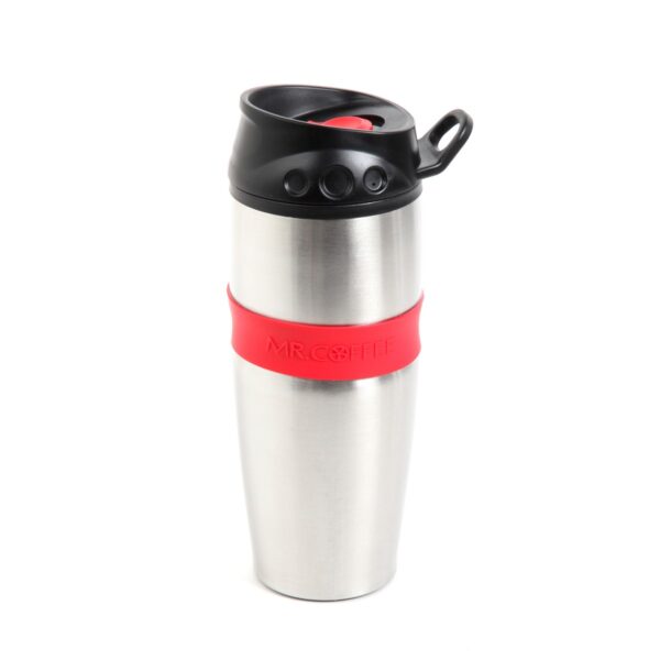 Mr. Coffee Java Supremo 16 Ounce Stainless Steel Thermal Travel Mug with Silicone Grip