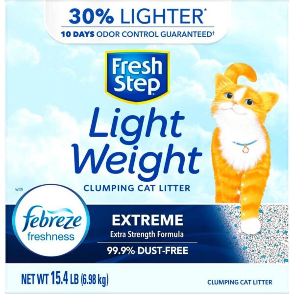 Fresh Step Lightweight Extreme Scented Litter with the Power of Febreze Clumping Cat Litter- 15.4lb