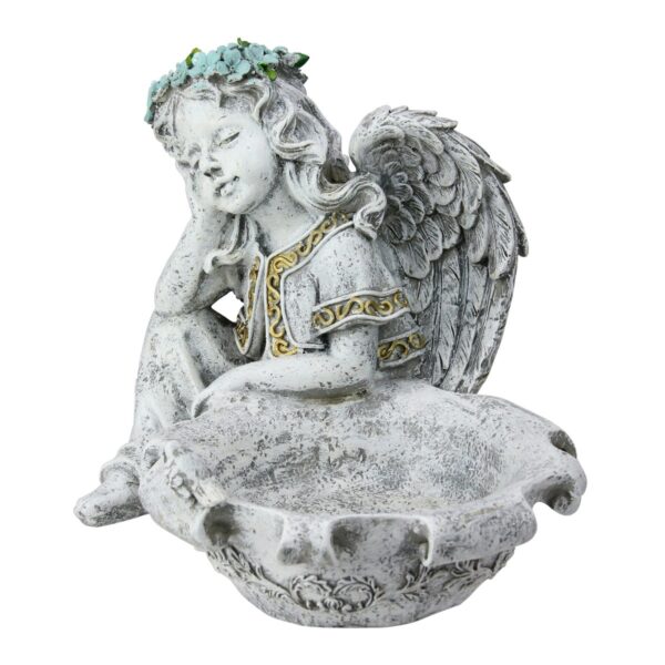 Northlight 10" Resting Angel Bird Feeder Outdoor Patio Garden Statue - Gray