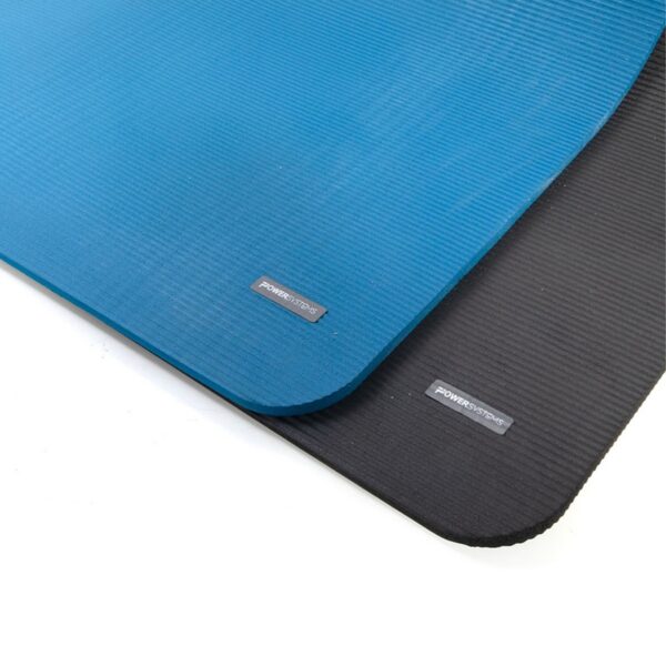 Power Systems Premium Hanging Club Workout Exercise Yoga Pilates Rollable Gym Mat, Ocean Blue