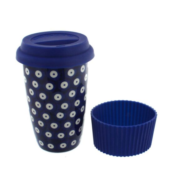 Blue Rose Polish Pottery Dots Travel Coffee Mug