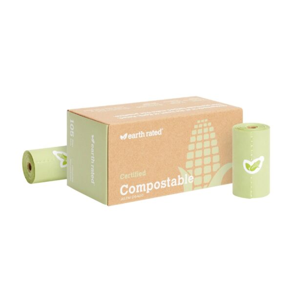Earth Rated Compostable Dog Waste Disposal Bags - 7 Rolls/105 Bags