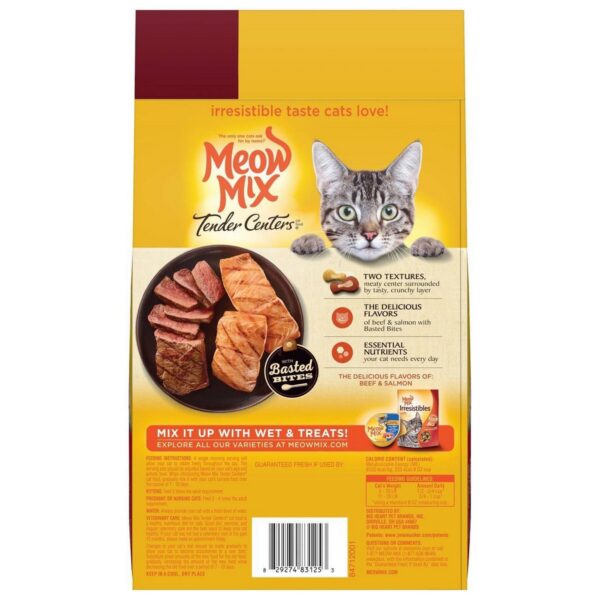 Meow Mix Tender Centers with Basted Bites with Flavors of Beef & Salmon Adult Complete & Balanced Dry Cat Food - 3lbs