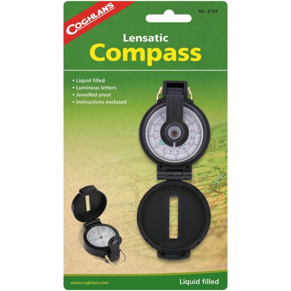 Coghlan's Lensatic Compass with Case, Liquid Filled, Camping Survival Emergency