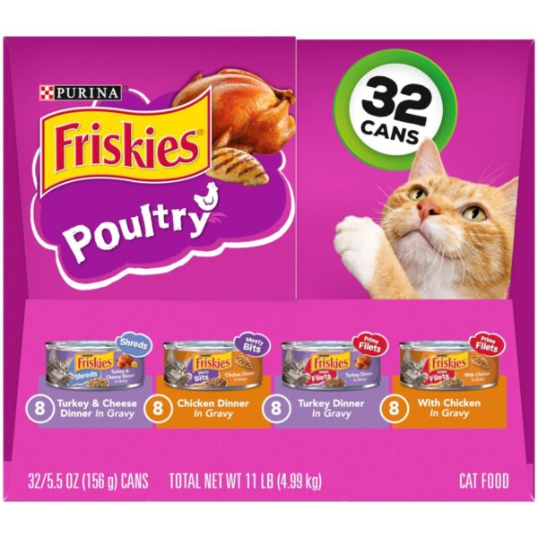 Purina Friskies Shreds, Meaty Bits & Prime Filets Poultry Wet Cat Food - 5.5oz/32ct Variety Pack