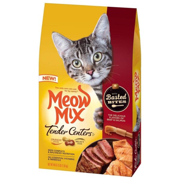 Meow Mix Tender Centers with Basted Bites with Flavors of Beef & Salmon Adult Complete & Balanced Dry Cat Food - 3lbs