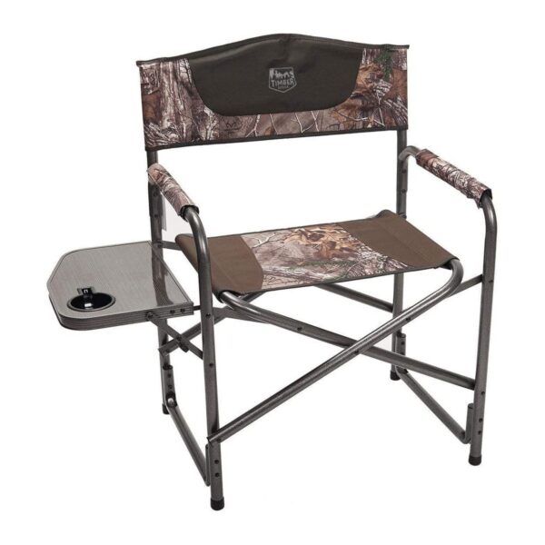 Timber Ridge Indoor Outdoor Portable Lightweight Aluminum Frame Folding Camping Directors Chair with Side Table and Cup Holder