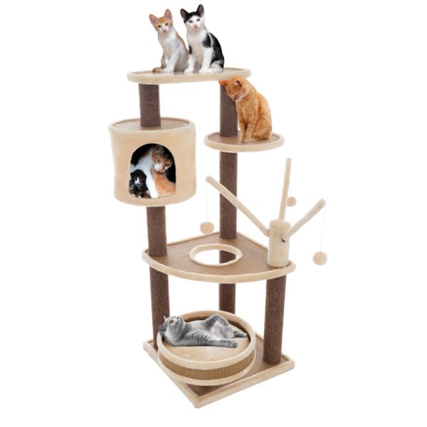 Pet Pal 6-Tier Cat Tree Tower with Cat Bed, Brown