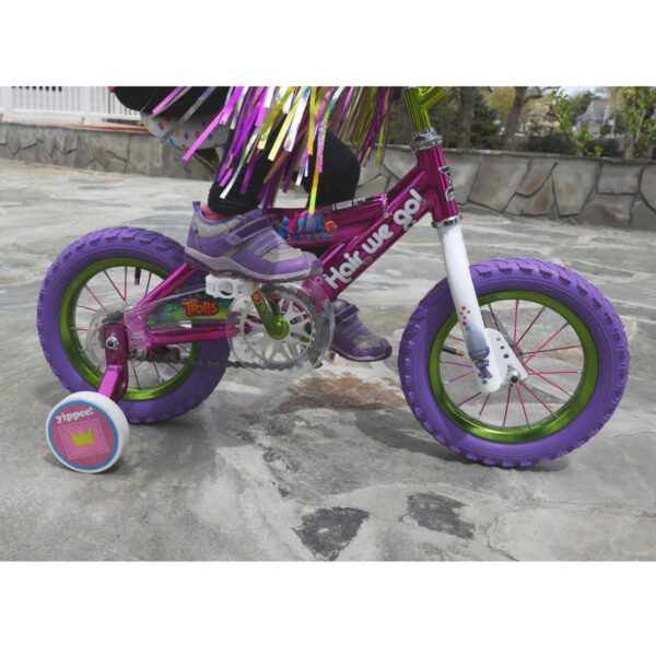 Dynacraft Children's Cute Trolls Themed Beginner BMX Street/Dirt Bike with Removable Training Wheels, 12-Inch