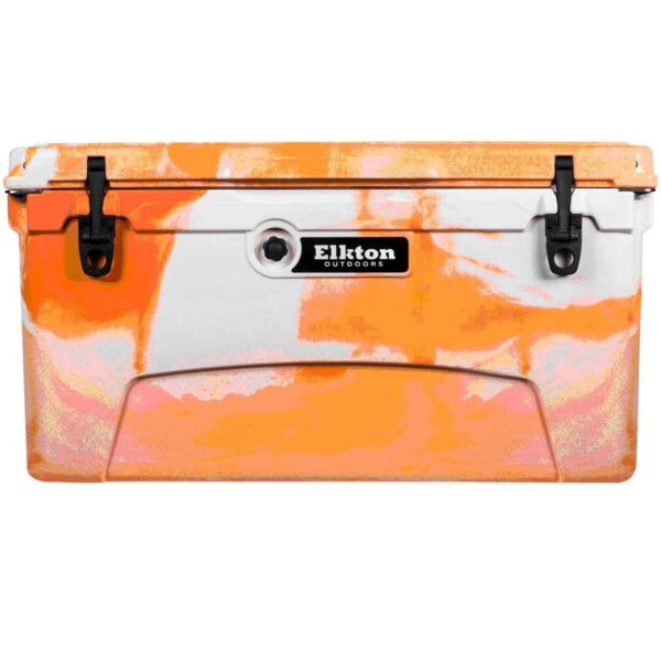 Elkton Outdoors ELK-ICE-75ORG Heavy Duty Rotomolded Portable 75 Quart Commercial Grade Insulated Hardside Ice Chest Beverage Cooler, Orange