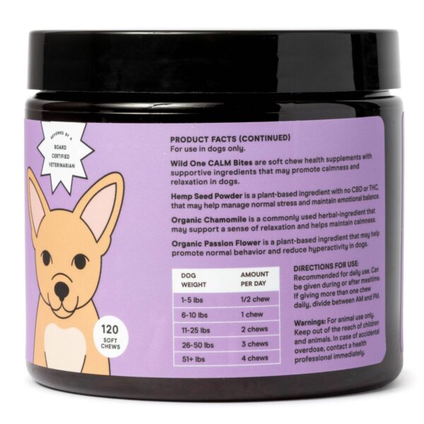 Wild One Calm Dog Supplements for Normal Stress and Relaxation - 120ct