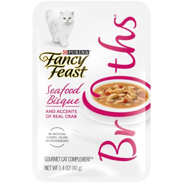 Fancy Feast Broths Seafood Bisque and Accents of Real Crab Wet Cat Food - 1.55oz