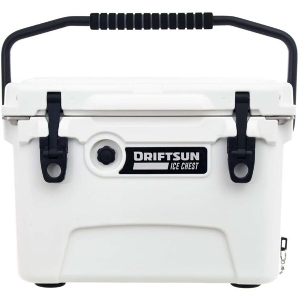 Driftsun Heavy Duty Rotomolded Thermoplastic UV Resistant Portable 20 Quart Insulated Hardside Ice Chest Beverage Cooler, White
