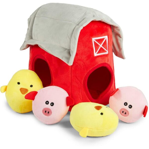 Okuna Outpost Hide and Seek Dog Toys, Toy Barn and Farm Animals (5 Pieces)