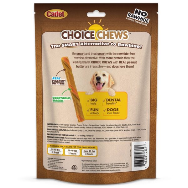 Cadet Choice Chews Peanut Butter Twists Dog Treats - 15ct