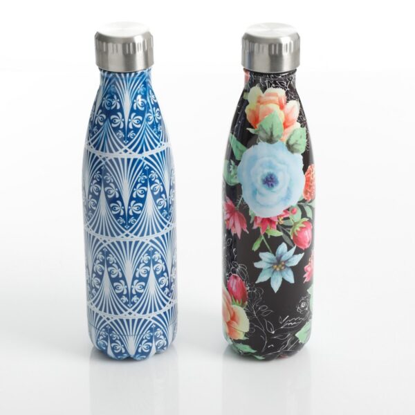 Gibson Home Floral Garden 2 Piece 16 Ounce Double Wall Thermal Bottle Set