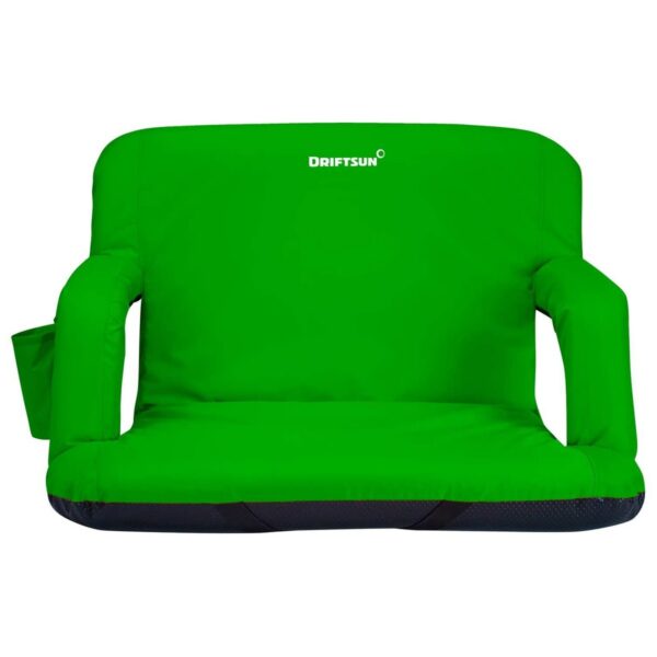 Driftsun Universal Wide Deluxe 25 Inch Width Folding Stadium Reclining Bleacher Seat Chair with Back Support for Sporting Events, Green