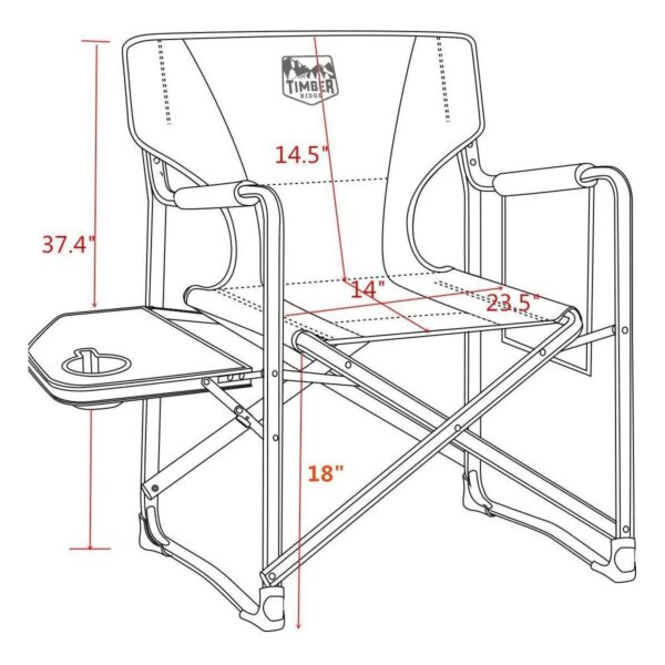 Timber Ridge Portable Lightweight Aluminum Frame Folding Camping Directors Chairs with Side Tables & Cupholders (2 Pack)