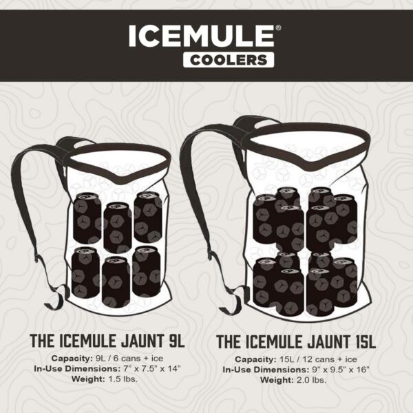 IceMule 1008-TQ Jaunt Large Collapsible Portable Soft Sided Roll Top 15 Liter 12 Can Lightweight Insulated Waterproof Leak Proof Backpack Cooler Bag