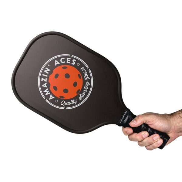 Amazin Aces Classic Pickleball Set with 2 Graphite Face Paddles, 4 Balls, and Carry Bag, Black