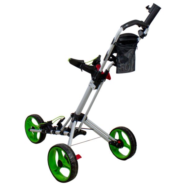 Northlight 48" White and Green Easy Folding 3 Wheel Golf Bag Push Cart
