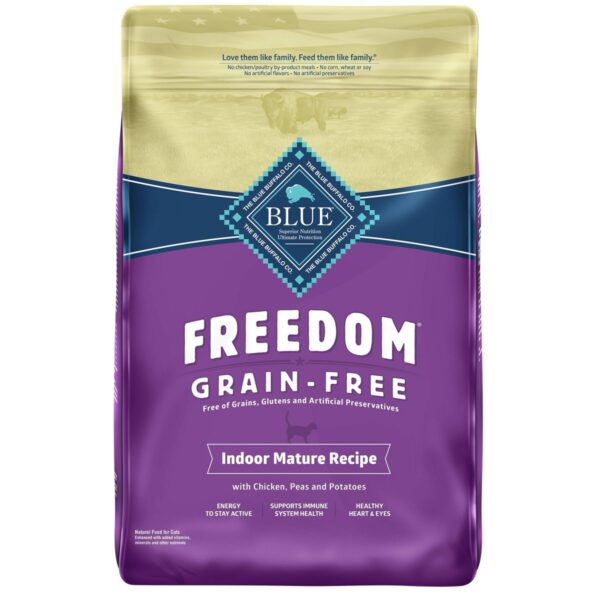 Blue Buffalo Freedom Grain Free Indoor with Chicken, Peas & Potatoes Mature Premium Senior Dry Cat Food - 11lbs