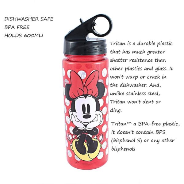 Silver Buffalo Disney Minnie Mouse 20oz Plastic Water Bottle w/ Screw Lid