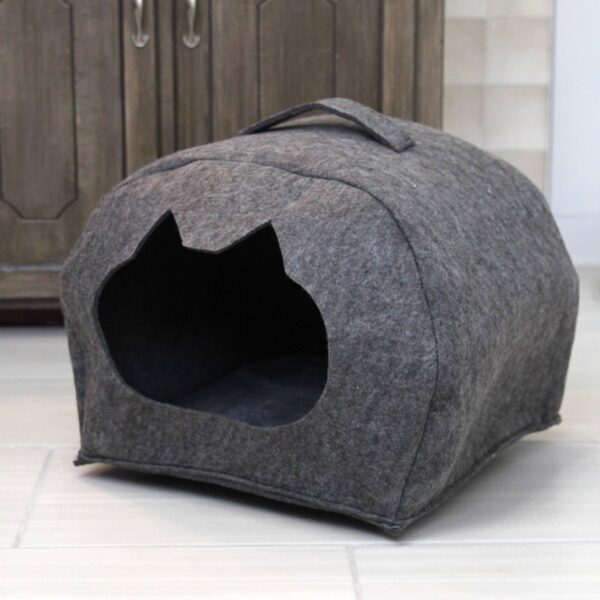 Quirky Kitty Cat Cave Bed - Gray