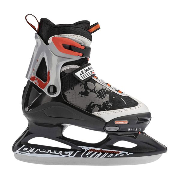 Rollerblade Bladerunner Micro Ice Adjustable Junior Padded Ice Skates with Rust Resistant Stainless Steel Blades, Size 12J-2, Black/Red