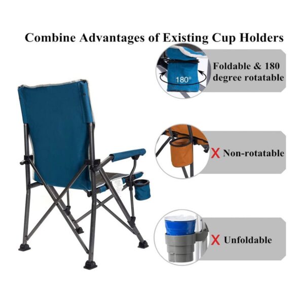 Timber Ridge Indoor Outdoor Portable Lightweight Folding Camping High Back Lounge Chair w/ Cup Holder and Carry Bag for Hiking, Beach, and Patio, Blue