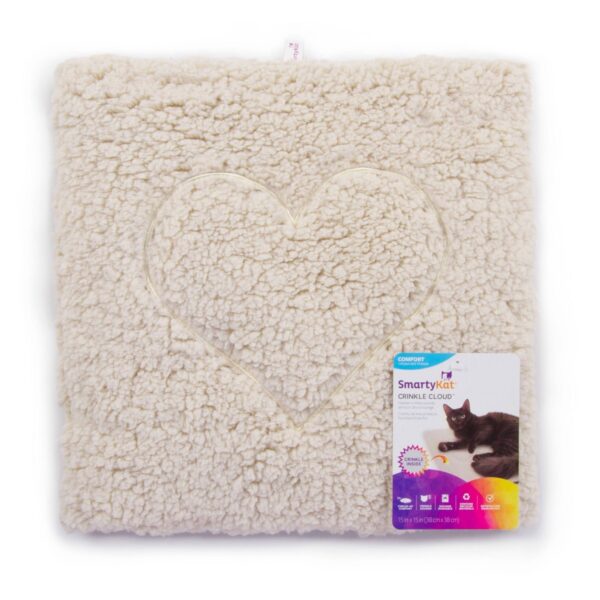 SmartyKat Crinkle Cloud Heart Stitched Crinkle Cat Mat and Bed