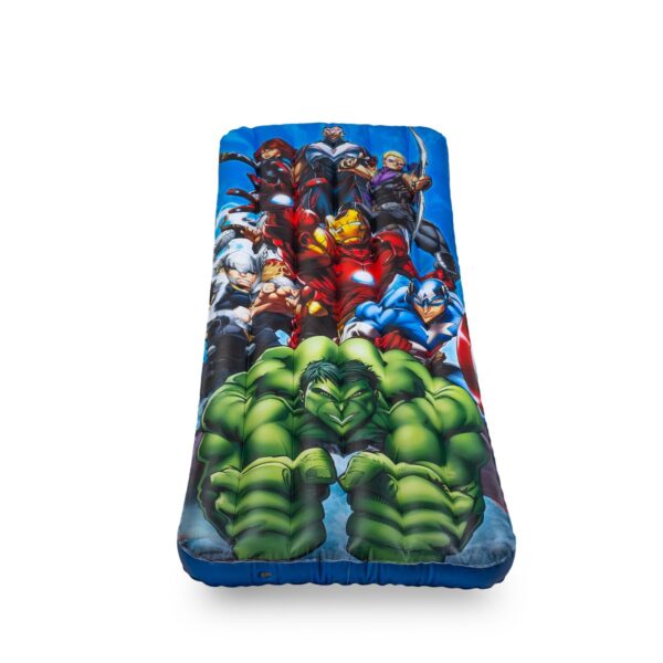 Living iQ Inflatable Jr Twin Portable Small Travel Size Kids Toddler Sleeping Blow Up Air Bed Mattress, Marvel Avengers
