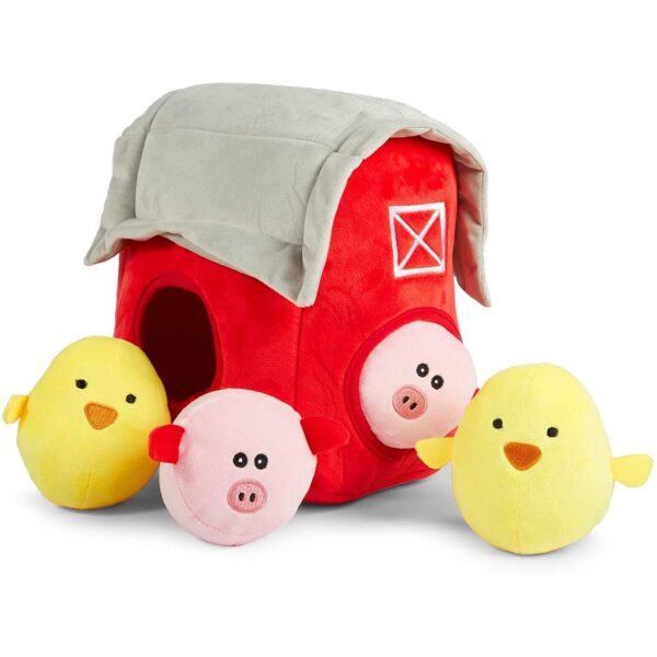 Okuna Outpost Hide and Seek Dog Toys, Toy Barn and Farm Animals (5 Pieces)