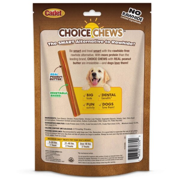 Cadet Choice Chews Peanut Butter Rolls Dog Treats - 10ct