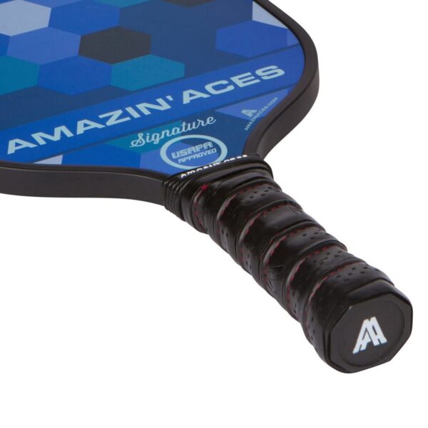 Amazin Aces Signature Pickleball Set with 2 Graphite Face Paddles, 4 Balls, Paddle Covers, and Carry Bag, Blue and Green