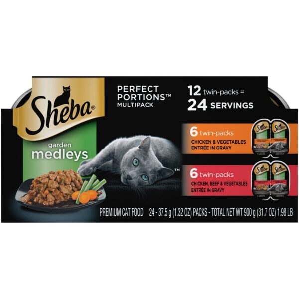 Sheba Perfect Portions Garden Medleys Chicken, Vegetables and Beef Wet Cat Food - 12ct