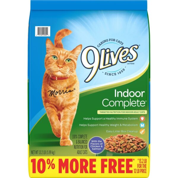 9 Lives Indoor Complete with Chicken & Salmon Complete and Balanced Dry Cat Food - 13.2lbs