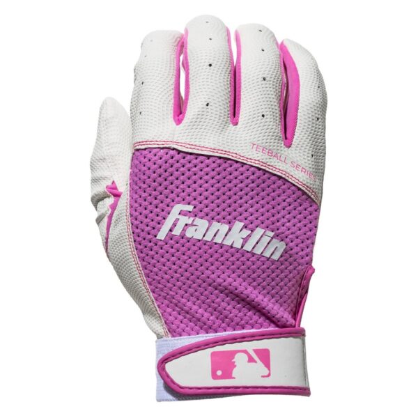 Franklin Sports Tee ball Flex Series Batting Gloves - White/Pink - Youth Medium