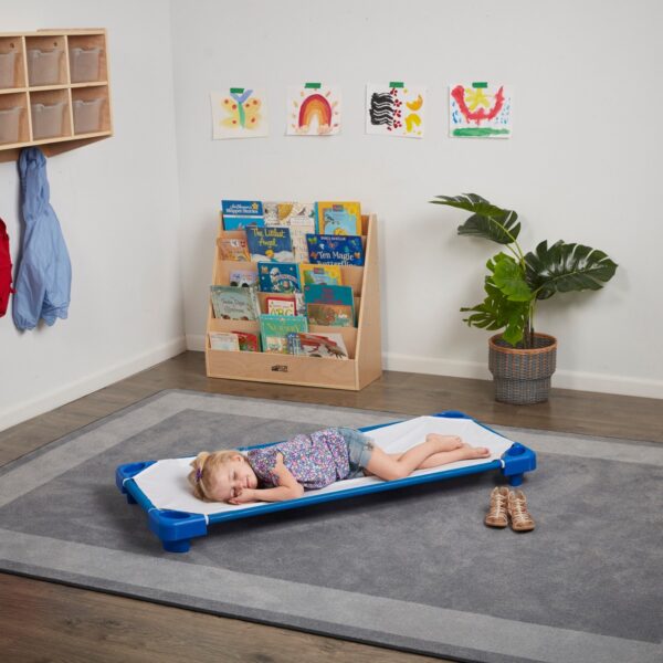 ECR4Kids Children's Naptime Cot, Stackable Daycare Sleeping Cot for Kids, Assembled, Blue (5 Pack)