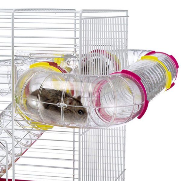 Ferplast Laura Interactive Hamster Cage Enclosure Habitat with Translucent Play Tubes, Food Dish, Water Bottle, and Exercise Wheel