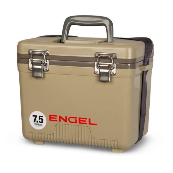 Engel 7.5-Quart 8-Can EVA Gasket Seal Ice and DryBox Cooler with Carry Handles and Shoulder Strap, Tan
