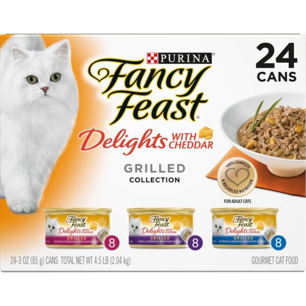 Purina Fancy Feast Delights with Cheddar Grilled Collection Gourmet Wet Cat Food - 3oz/24ct Variety Pack