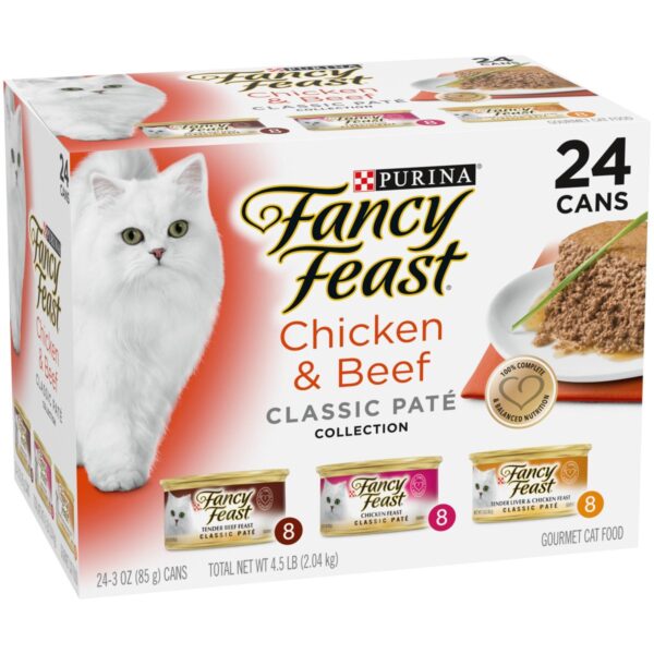 Purina Fancy Feast Classic Paté Gourmet Wet Cat Food Chicken & Beef - 3oz/24ct Variety Pack
