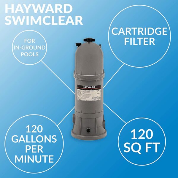 Hayward W3C1200 120 Square Feet StarClear Outdoor In Ground Swimming Pool Cartridge Filter with Rapid Release Air Valve and Single Locking Knob