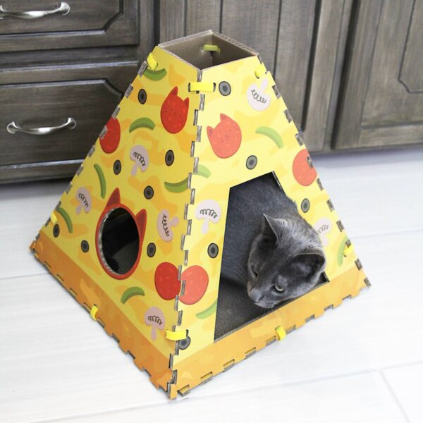 Quirky Kitty Pizza Cardboard Cat Scratch House