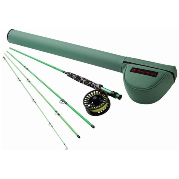 Redington 580-4 MINNOW Kids Youth Lightweight Short 8 Foot 4 Piece 5 Line Weight Fly Fishing Rod and Reel Combo, Green Camo
