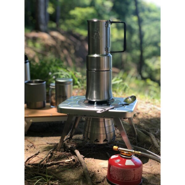 nCamp K2G Basic 5 Piece Compact Cooking Stove, Prep Surface Board, Cafe, and Case Outdoor Camping Set Bundle