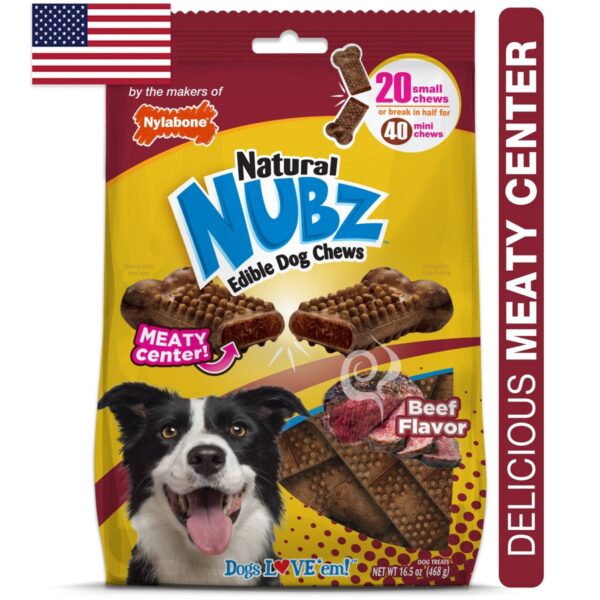 Nylabone Nubz Beef with Meaty Center Chewy Dog Treats - 20pk
